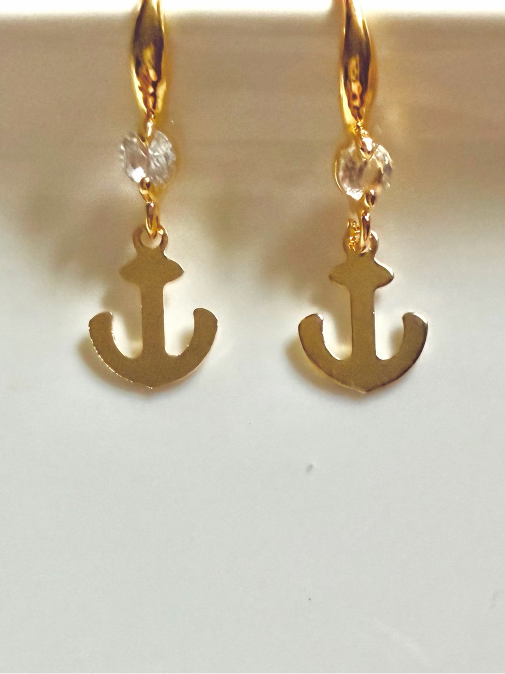 Gold Anchor Dangle Earrings Handmade